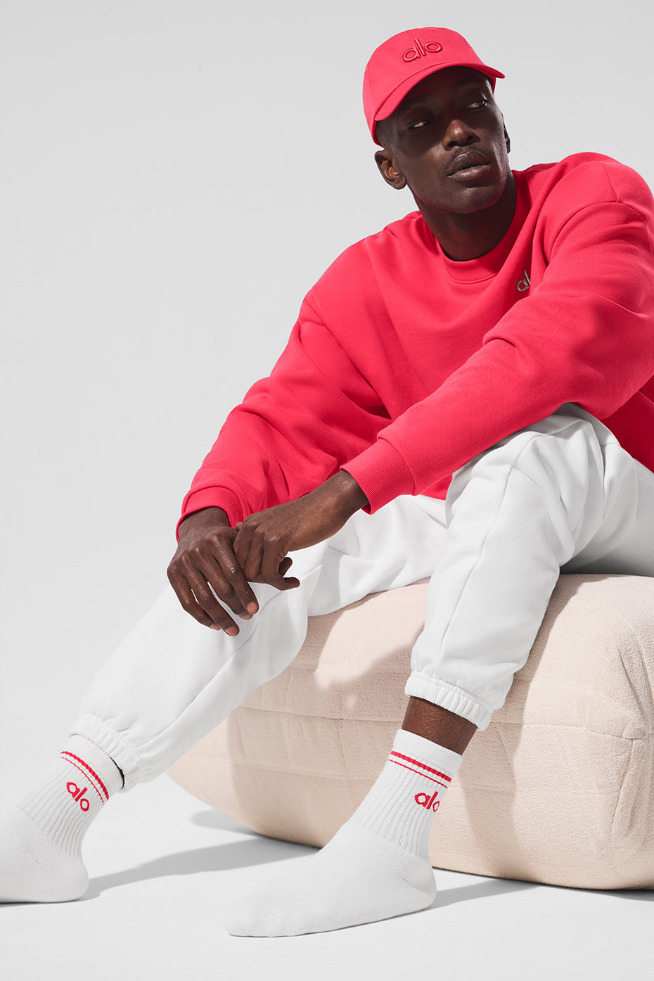 Unisex Half-Crew Throwback Sock - White/Candy Red