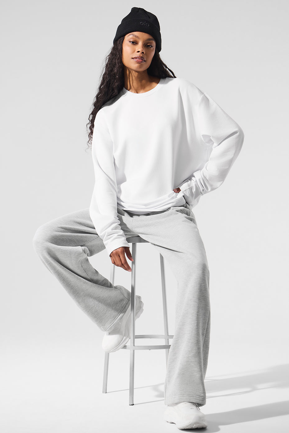 Double Take Long Sleeve Crew - White