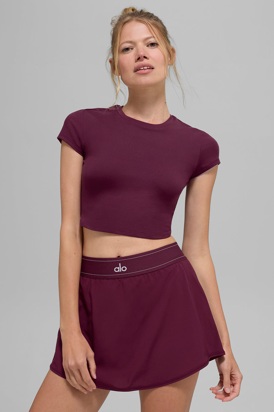 Alosoft Crop Finesse Short Sleeve - Burgundy
