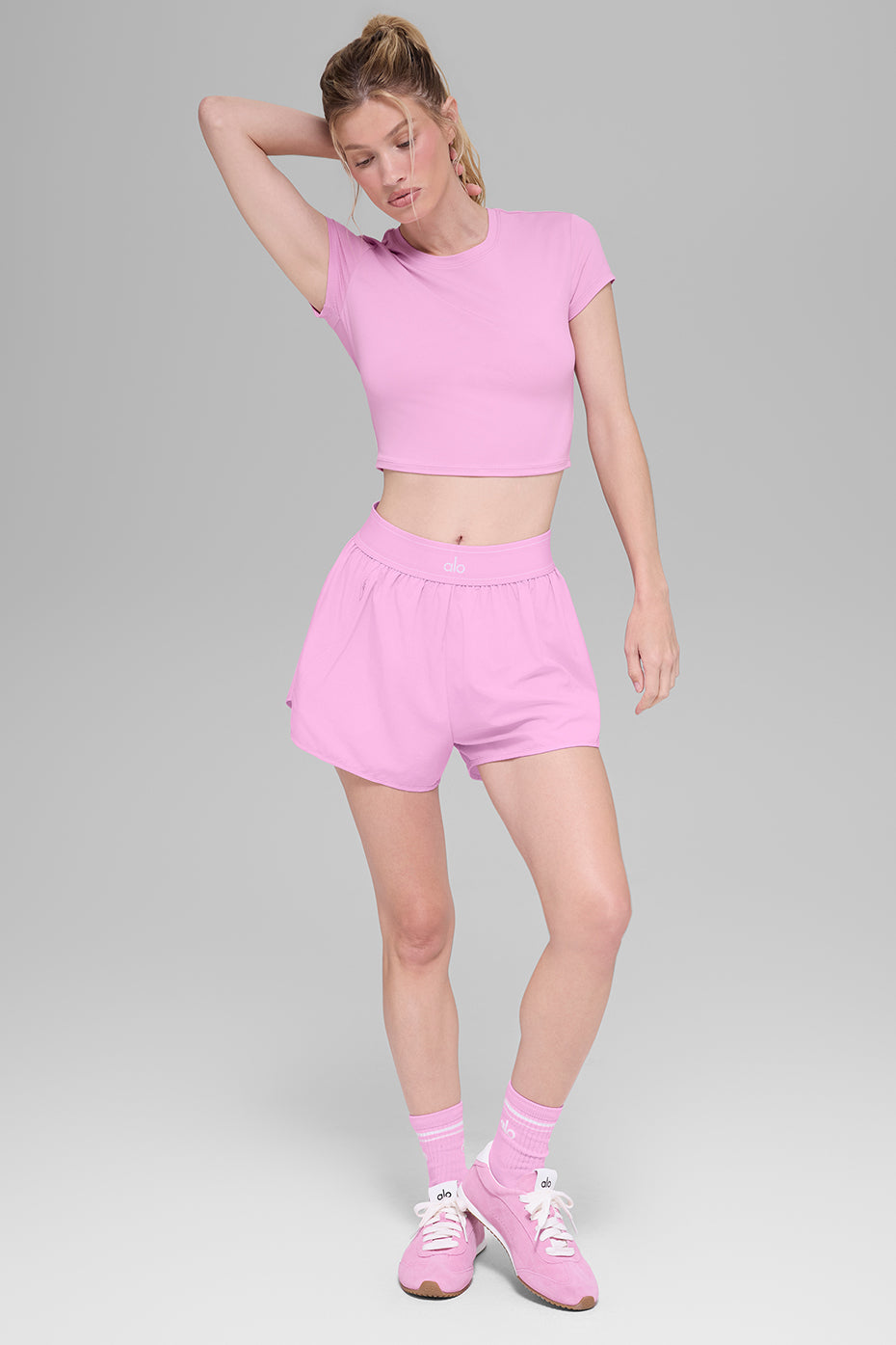 Alosoft Crop Finesse Short Sleeve - Candy Heart Pink