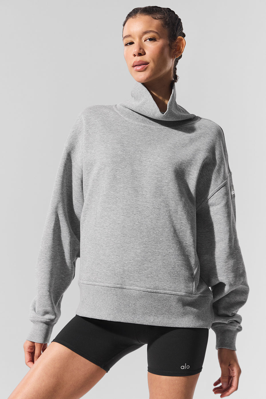 Hazy Mock Neck Pullover - Dark Athletic Heather Grey