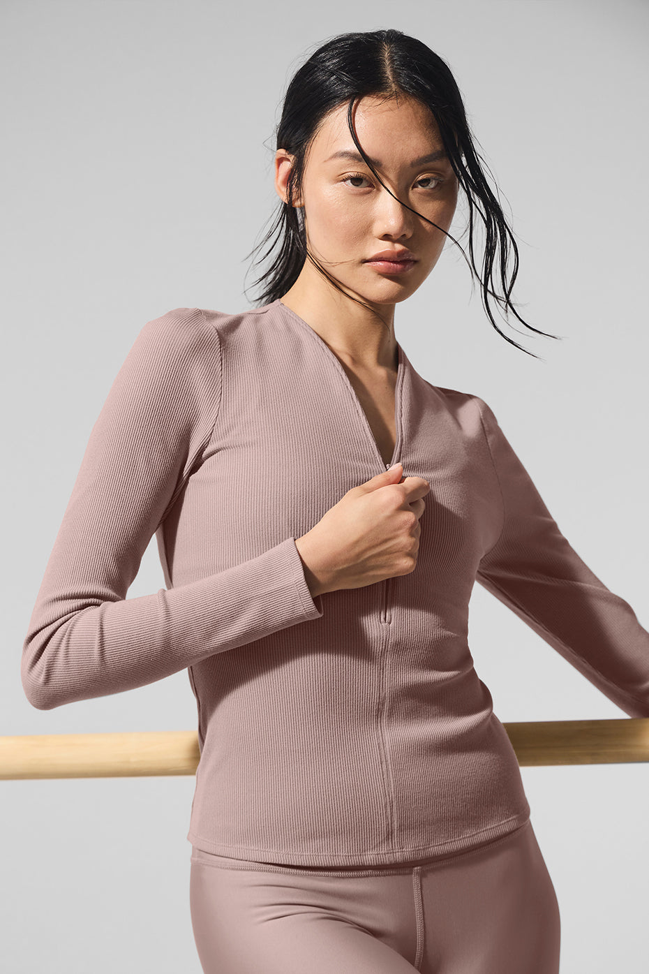 Ribbed Mesmerize Long Sleeve - Taupe