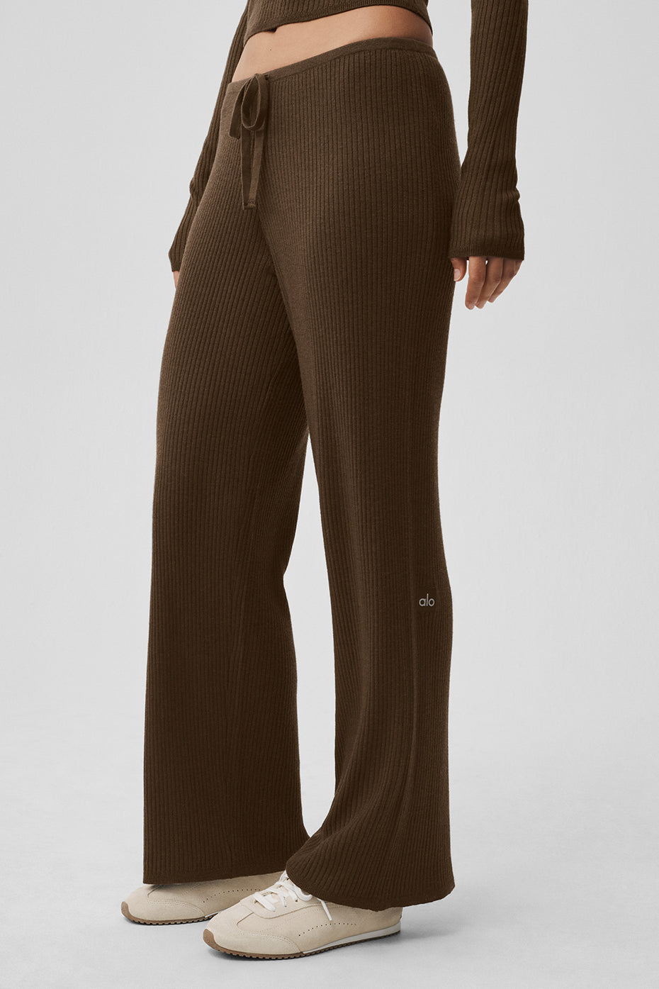 Sweater Knit Mid-Rise Unwind Wide Leg Pant - Espresso