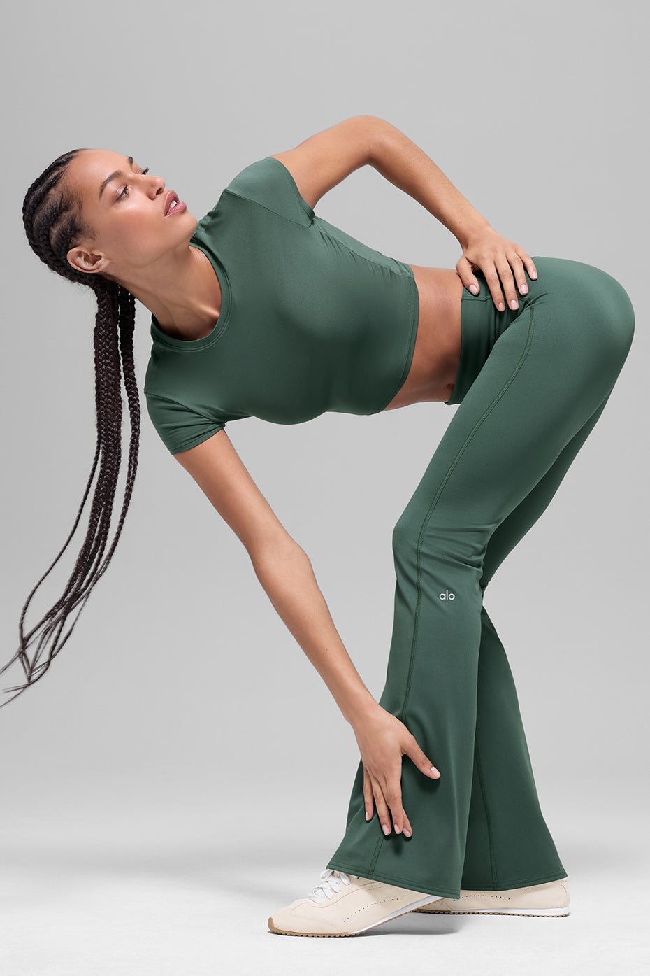 ALO Softsculpt 7/8 Foldover Flare Legging - Clover Green