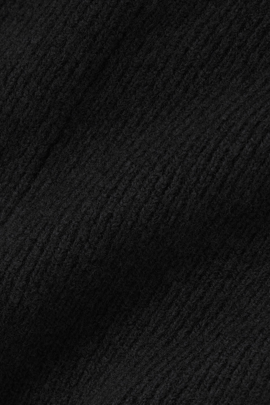 Wool Cashmere Ribbed Noble Short - Black