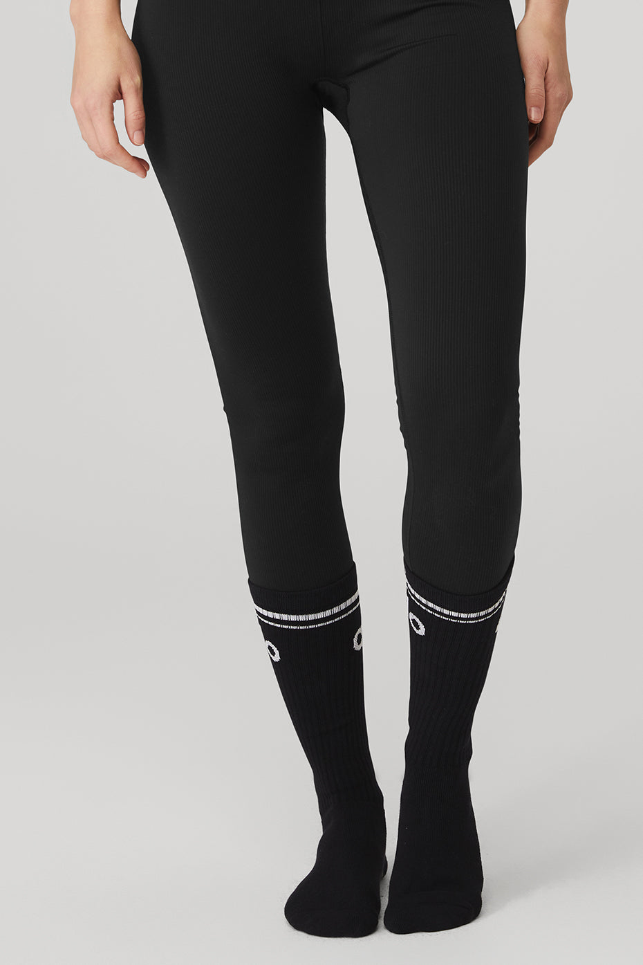Womens Throwback Barre Sock - Black/White