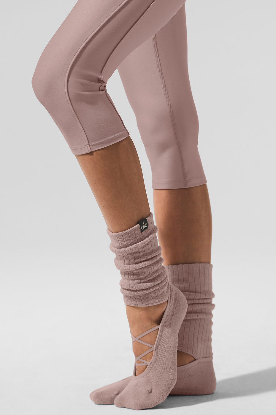 Womens Strappy Siren Grip Sock - Taupe