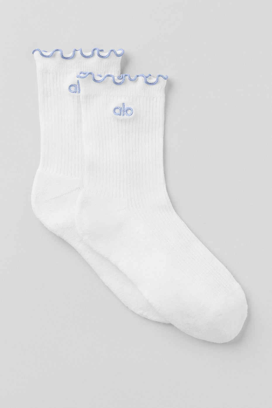 Womens Lettuce Edge Sock - White/Winter Frost
