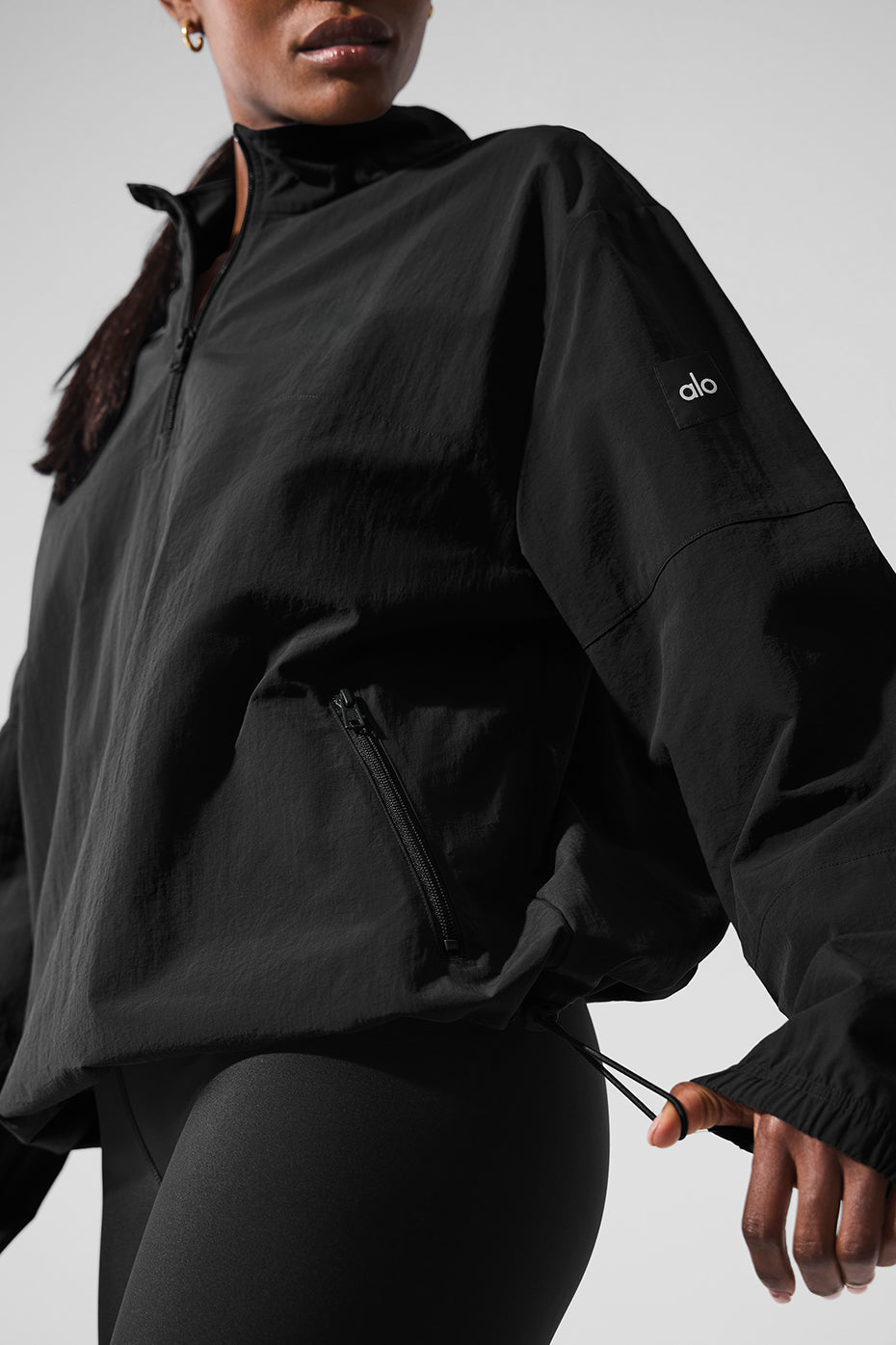 Light Weight Takeaway Track Pullover - Black