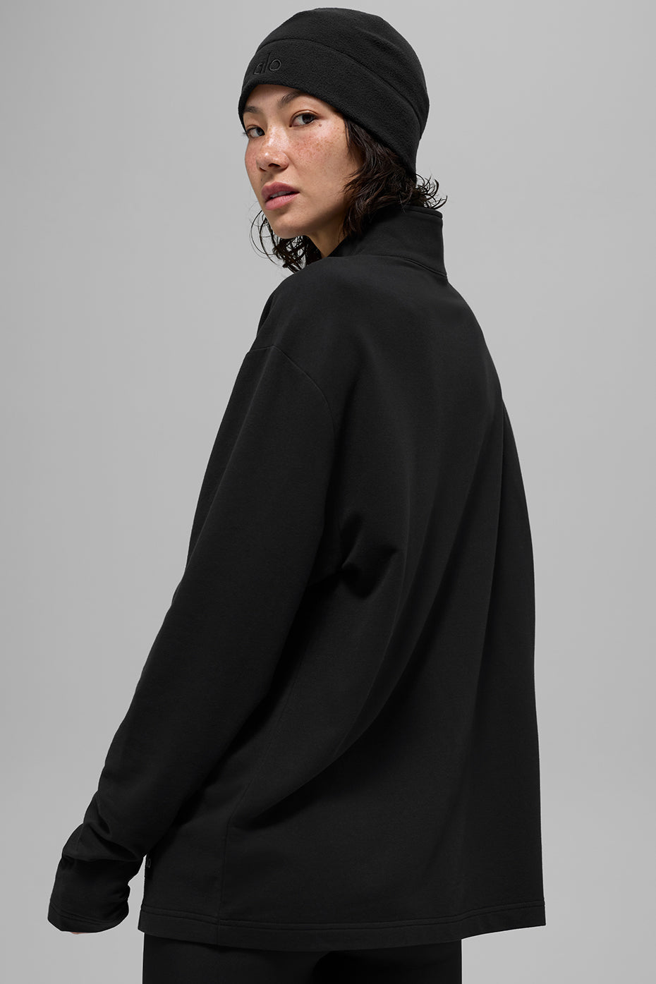 Double Take Long Sleeve 1/4 Zip - Black