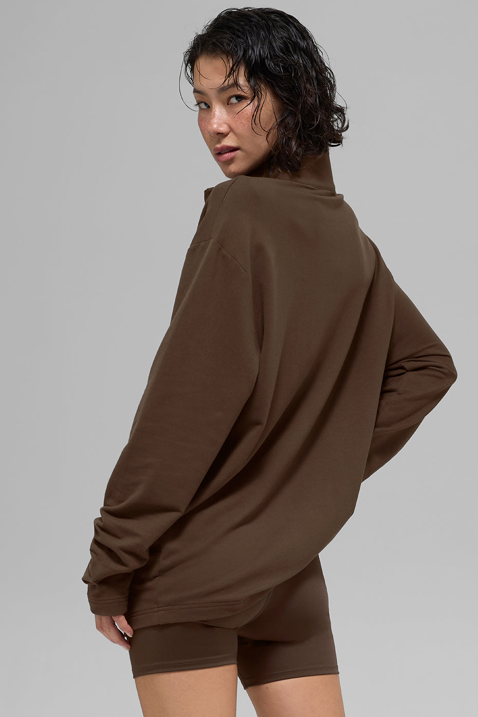 Double Take Long Sleeve 1/4 Zip - Espresso