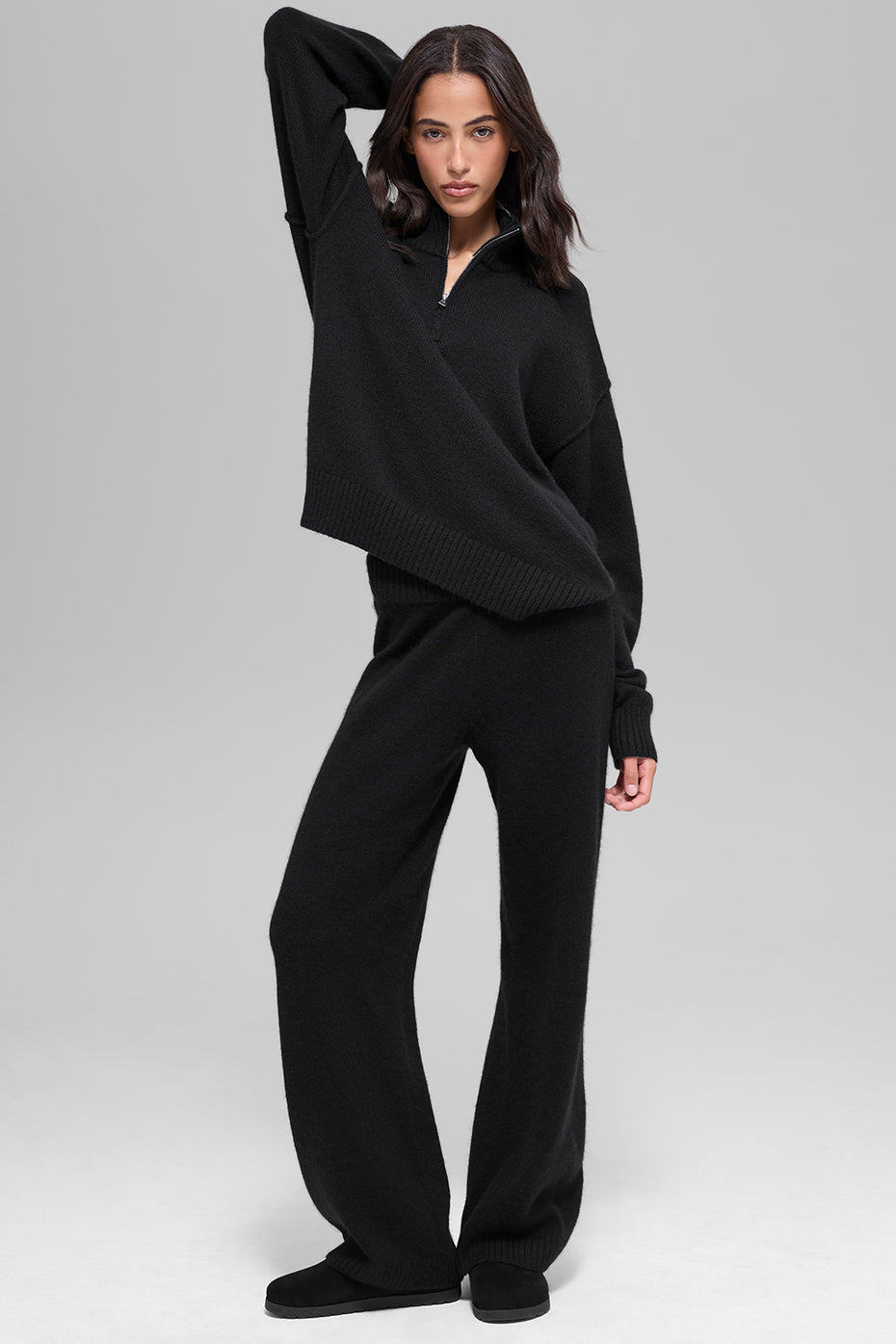 Wool Cashmere New Class 1/4 Zip Pullover - Black