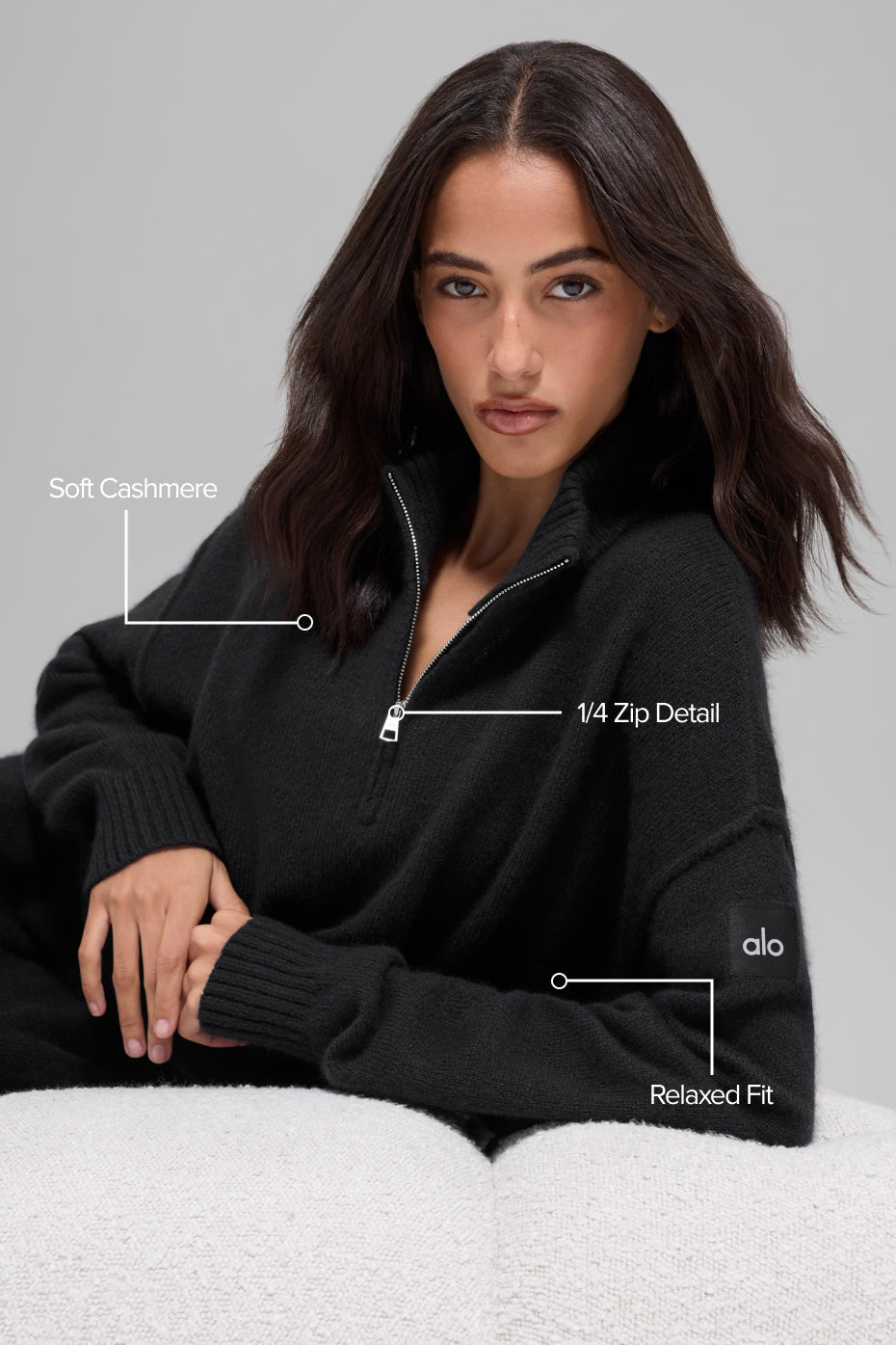 Wool Cashmere New Class 1/4 Zip Pullover - Black