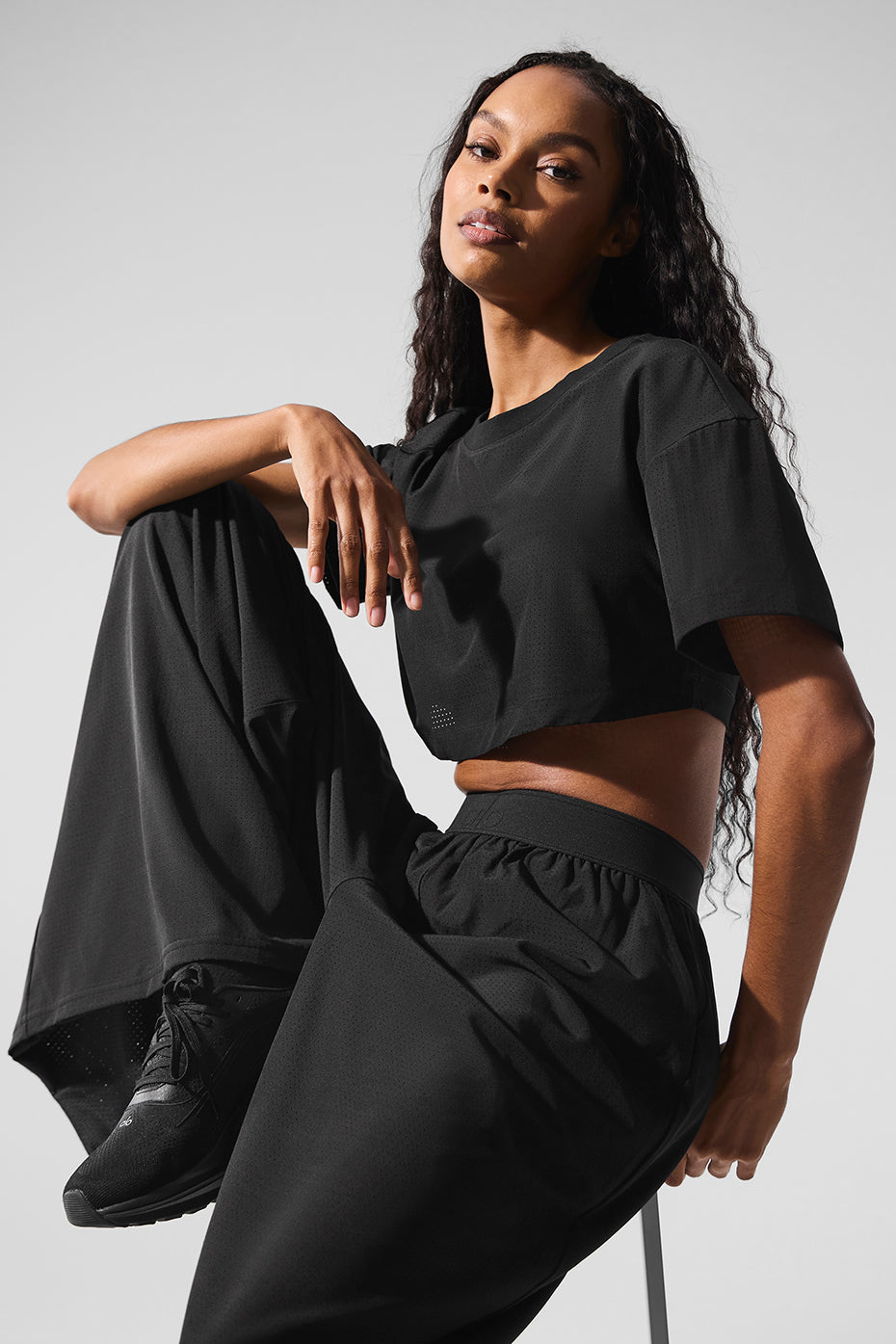 Mesh Cropped Mirage Tee - Black