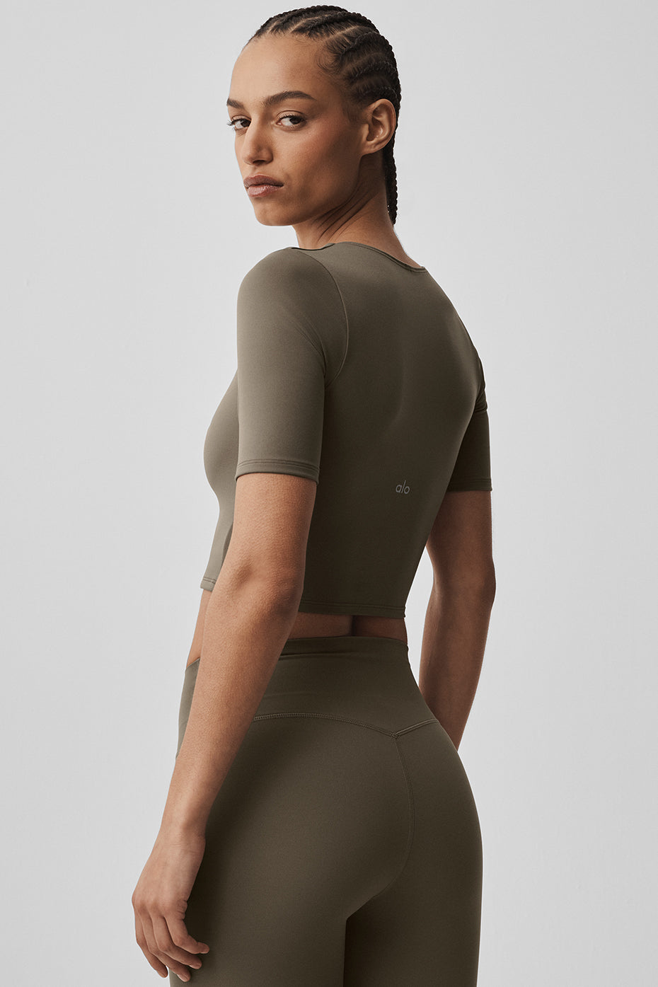 ALO Softsculpt Precision Half Sleeve Tee - Olive Tree