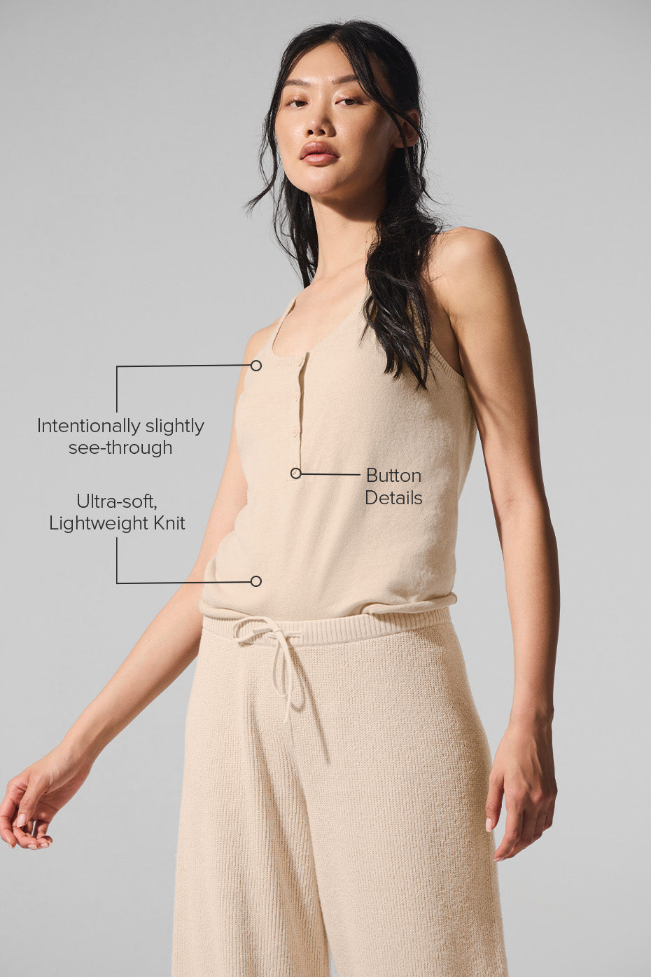 Supernatural Sweater Henley Tank - Macadamia