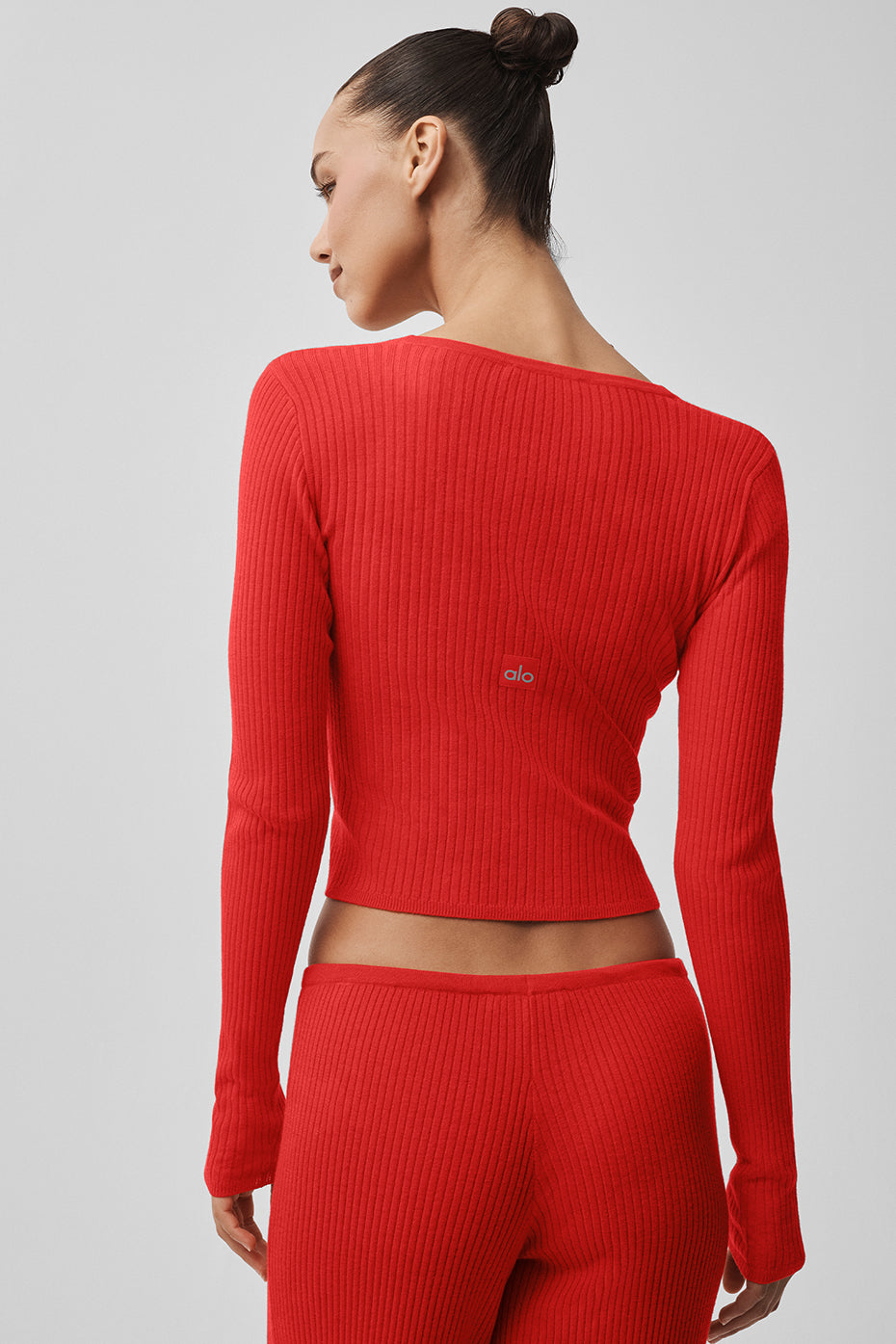 Sweater Knit Unwind Long Sleeve - Bright Red