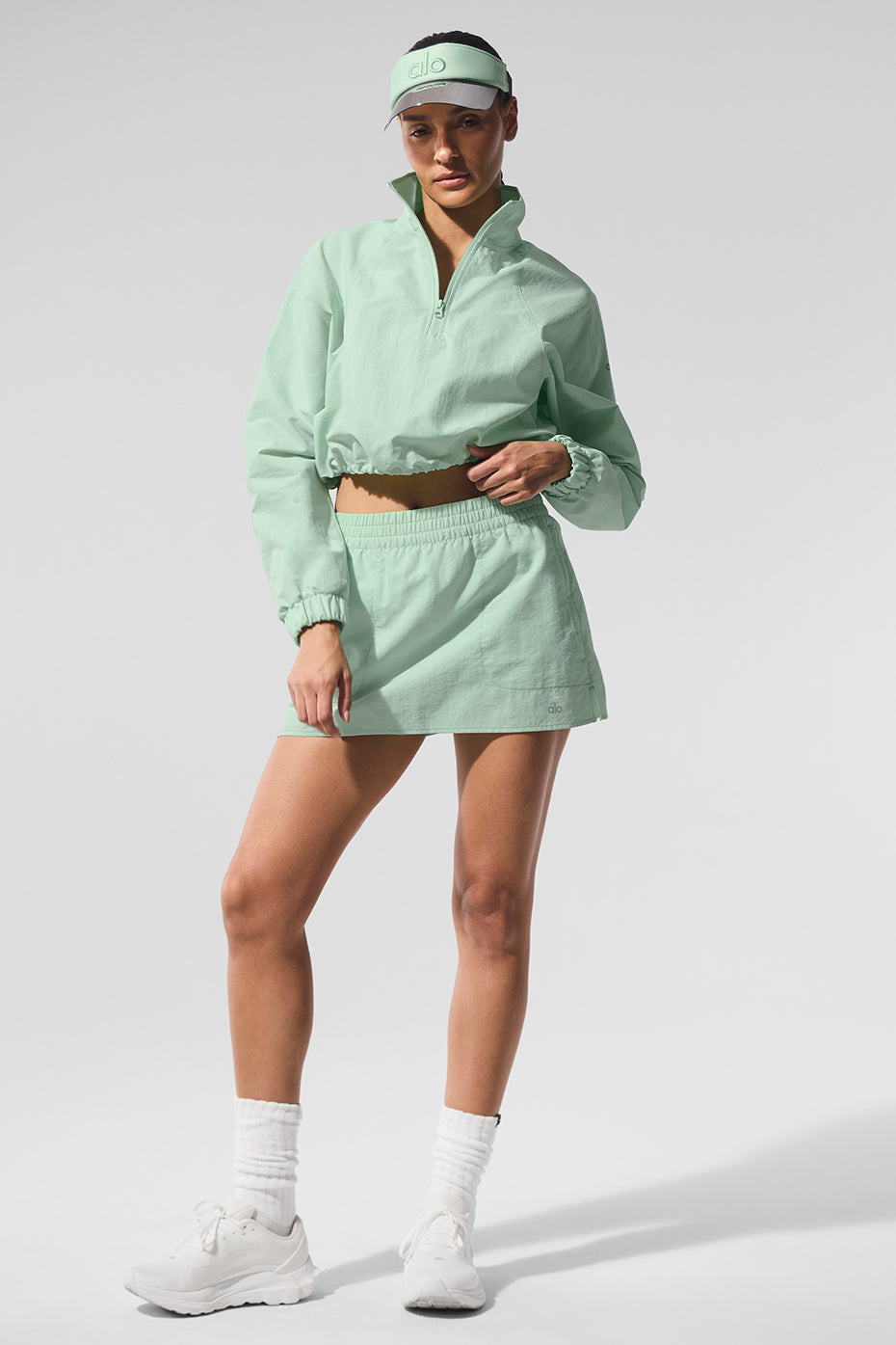 Cropped 1/4 Zip Alumni Pullover - Spearmint