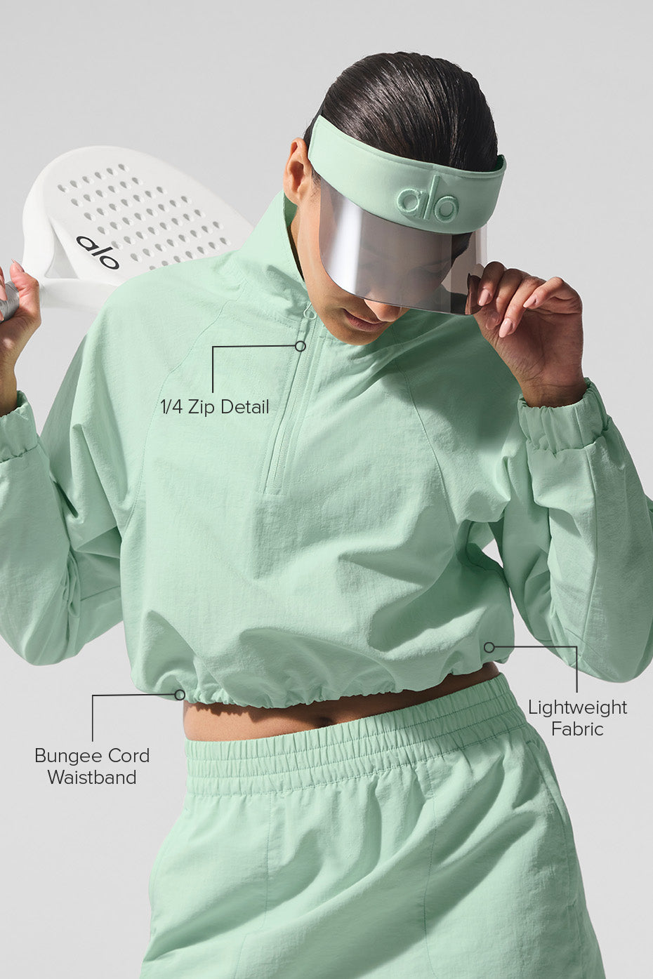 Cropped 1/4 Zip Alumni Pullover - Spearmint