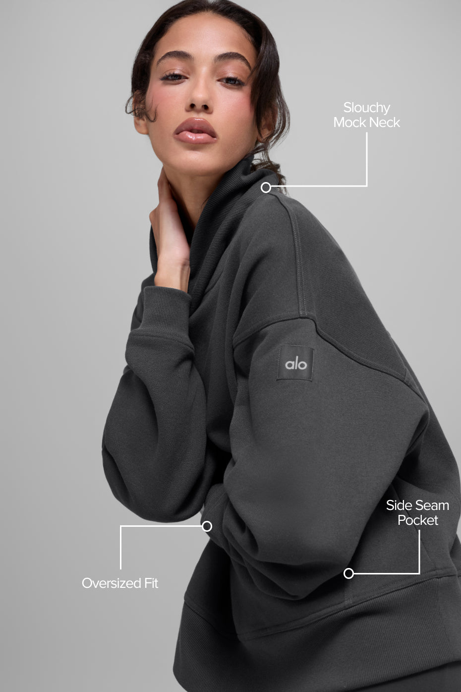 Hazy Mock Neck Pullover - Anthracite