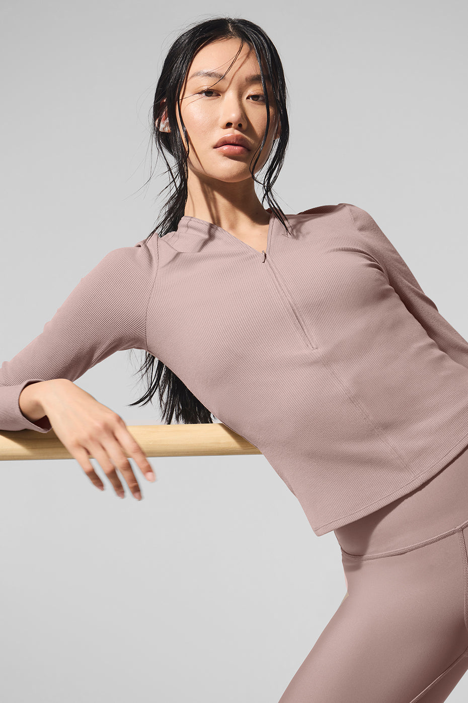 Ribbed Mesmerize Long Sleeve - Taupe