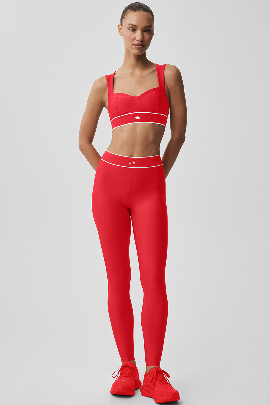 Airlift High-Waist Alignment Legging - Bright Red/White