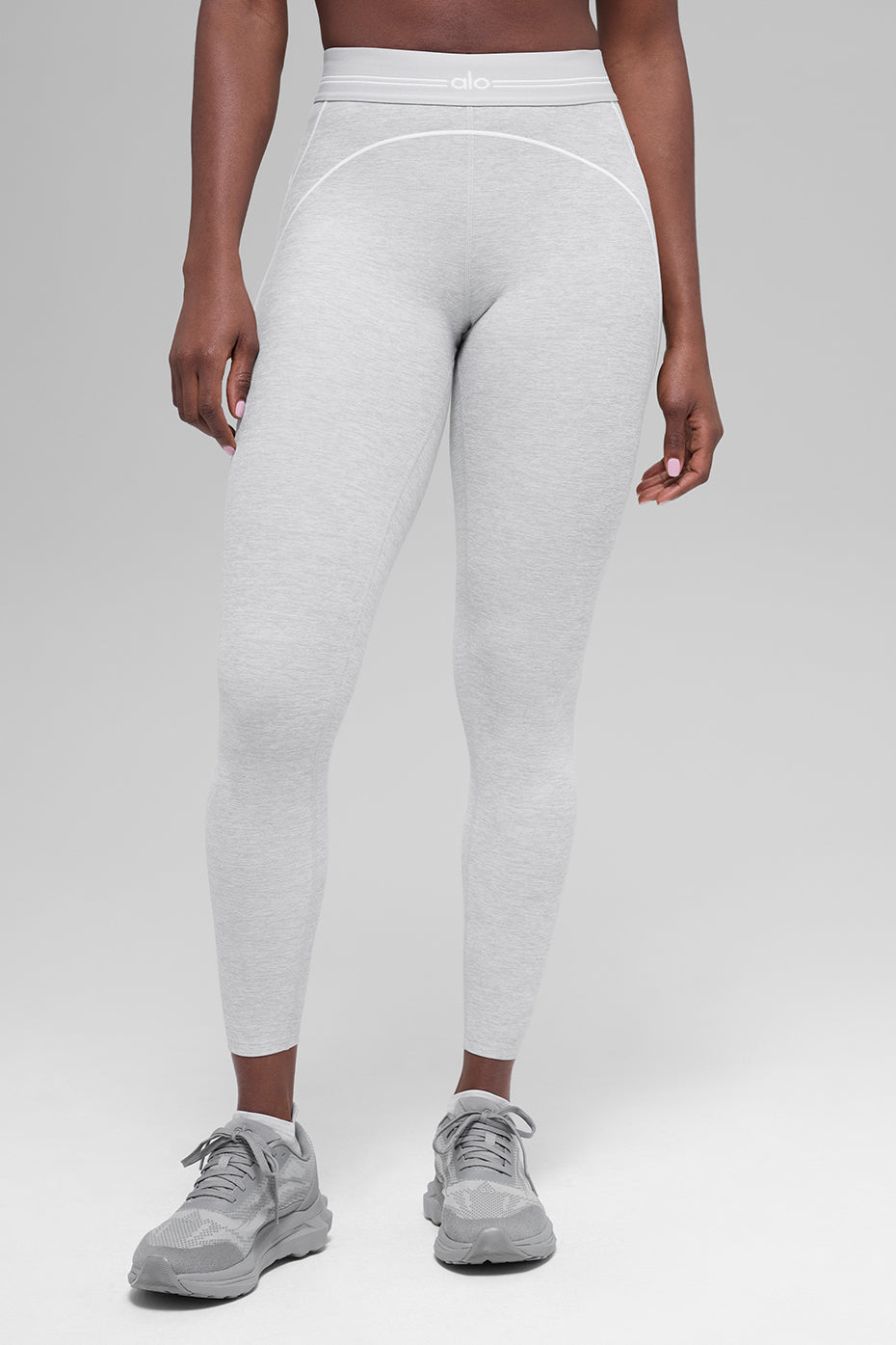 7/8 High-Waist Alosoft Heart Throb Legging - Athletic Heather Grey/White