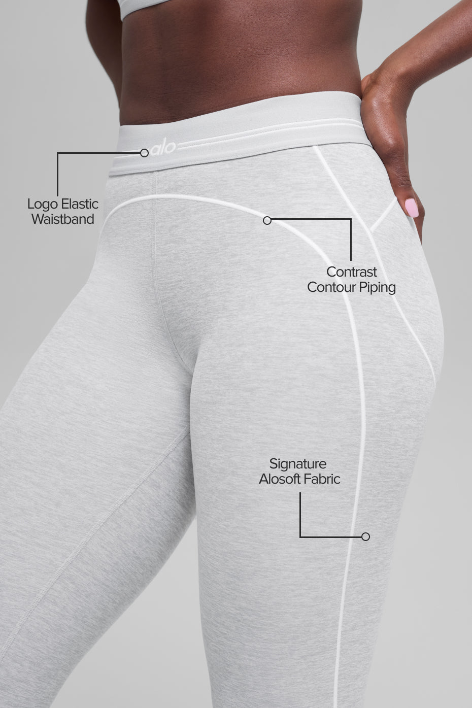 7/8 High-Waist Alosoft Heart Throb Legging - Athletic Heather Grey/White