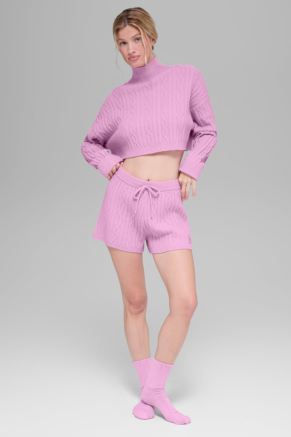Cable Knit Winter Bliss Short - Candy Heart Pink